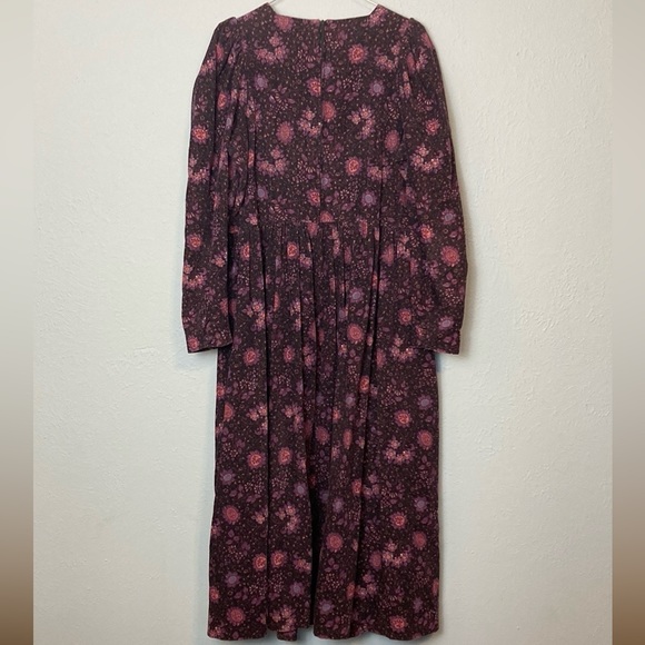 Vintage Laura Ashley Womens Size 10 Purple Floral Pinwale Cordurory Modest Dress - Picture 9 of 12